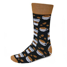 Load image into Gallery viewer, Men&#39;s coffee theme dress socks in black and brown