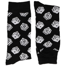Load image into Gallery viewer, A pair of black and white game dice socks