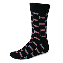 Load image into Gallery viewer, Men&#39;s black dress socks with American flag pattern