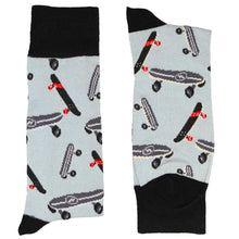 Load image into Gallery viewer, Men&#39;s black and gray skateboard novelty socks