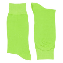 Load image into Gallery viewer, Pair of men&#39;s hot lime green socks