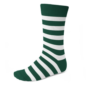 Men's Hunter Green and White Striped Socks TieMart Men's Hunter Green and White Striped Socks TieMart