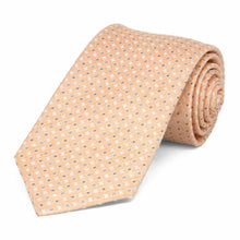 Load image into Gallery viewer, Light orange mini check pattern tie, rolled to show small details