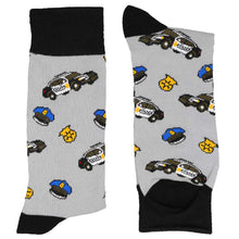 Load image into Gallery viewer, A pair of police car, badge and cap socks, folded