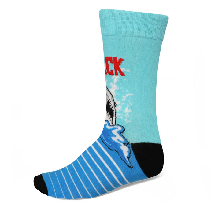 Men's shark attack blue crew theme socks