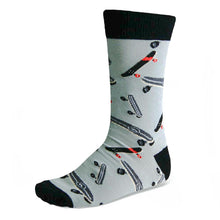 Load image into Gallery viewer, Men&#39;s skateboard theme socks on black and white background