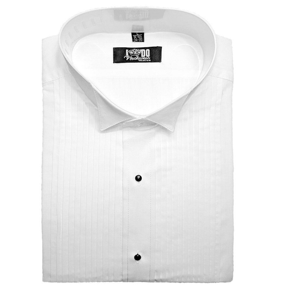Men's Pleated Wing Collar Tuxedo Shirt TieMart
