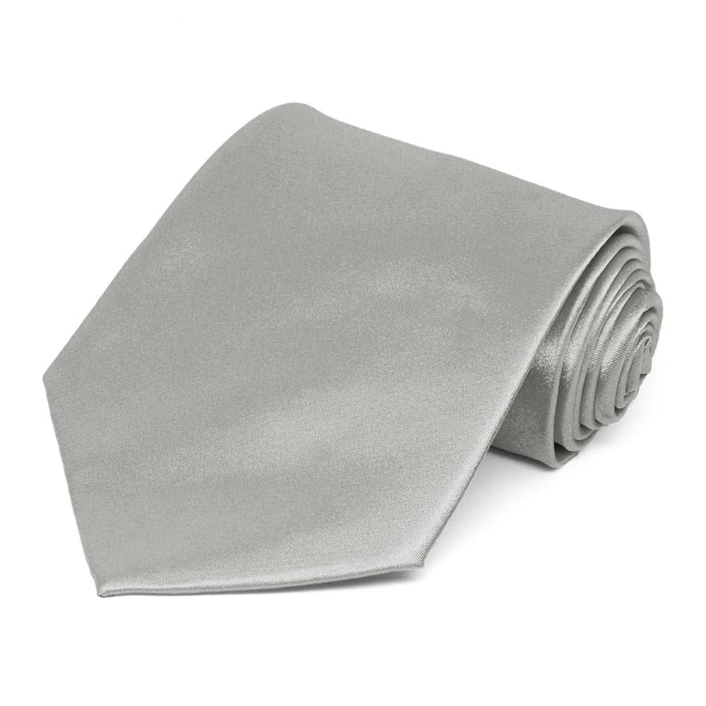 Mercury Silver Extra Long Solid Color Necktie