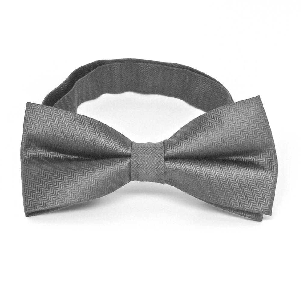 Mercury Silver Herringbone Silk Bow Tie | Shop at TieMart – TieMart, Inc.