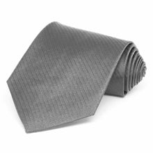 Load image into Gallery viewer, Mercury Silver Herringbone Silk Extra Long Necktie