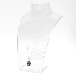 Graphite Gray Oval Shaped Crystal Necklace