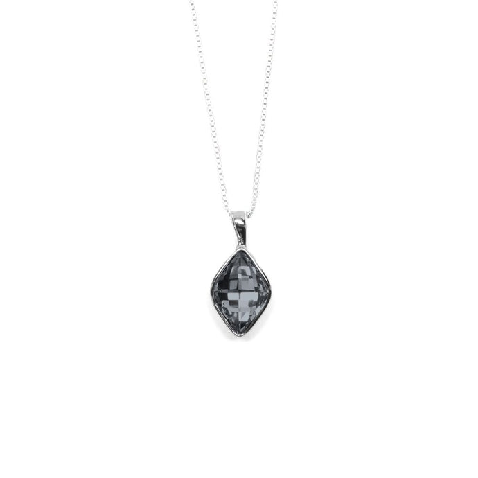Graphite Gray Rhombus Shaped Crystal Necklace