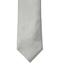 Load image into Gallery viewer, The front of a mercury silver solid tie, laid out flat