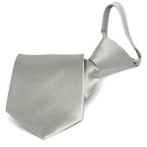 Mercury Silver Solid Color Zipper Tie