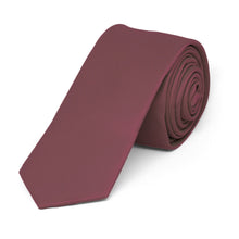 Load image into Gallery viewer, Merlot Skinny Solid Color Necktie, 2&quot; Width