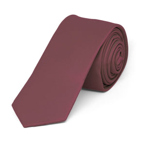 Merlot Skinny Solid Color Necktie, 2" Width