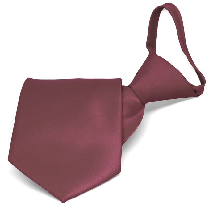 Merlot Solid Color Zipper Tie