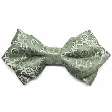 Load image into Gallery viewer, Front view of a mint green floral pattern diamond tip bow tie