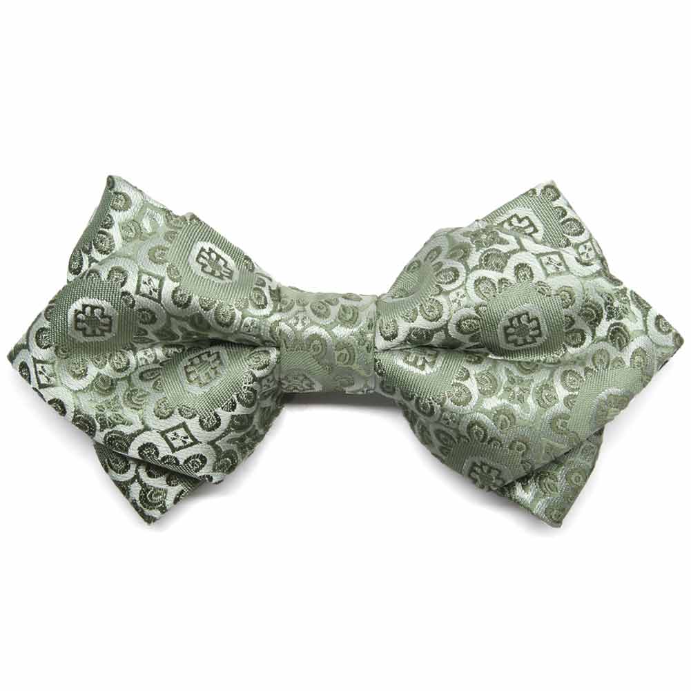 Mint Green Floral Pattern Diamond Tip Bow Tie | Shop at TieMart ...
