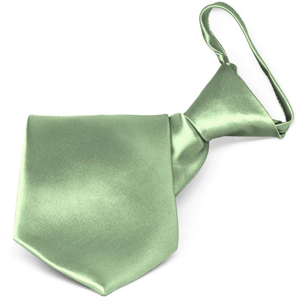 Mint Green Solid Color Zipper Tie