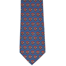 Load image into Gallery viewer, Small mom tattoo hearts on blue novelty tie, front view