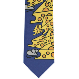 Mouse and cheese themed novelty tie front view