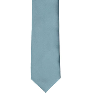 Front bottom view of a mystic blue premium slim tie