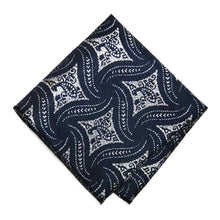 Load image into Gallery viewer, Navy Blue and Silver Chadwick Paisley Pocket Square