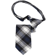Load image into Gallery viewer, Navy and white plaid breakaway tie for boys