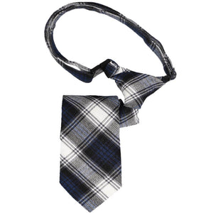 Navy and white plaid breakaway tie for boys