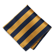 Load image into Gallery viewer, Navy Blue and Gold Bar Striped Pocket Square