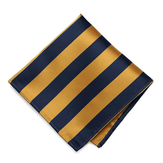Navy Blue and Gold Bar Striped Pocket Square