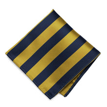 Load image into Gallery viewer, Navy Blue and Gold Striped Pocket Square