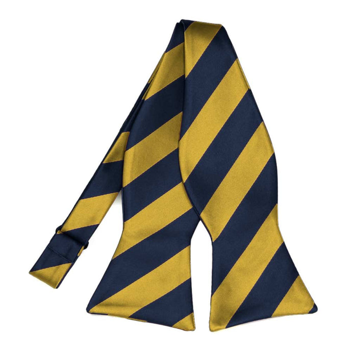 Navy Blue and Gold Striped Self-Tie Bow Tie