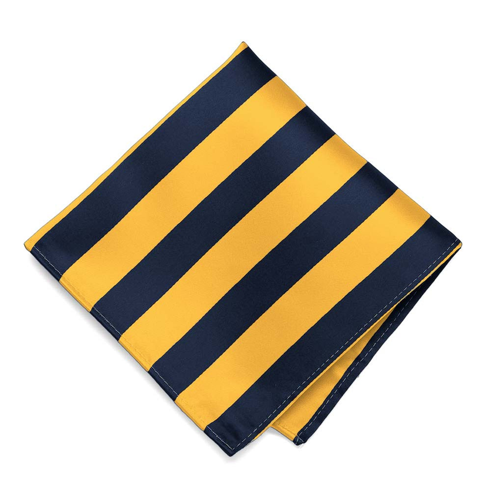 Navy Blue and Golden Yellow Striped Pocket Square