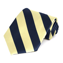 Load image into Gallery viewer, Navy Blue and Light Yellow Striped Tie