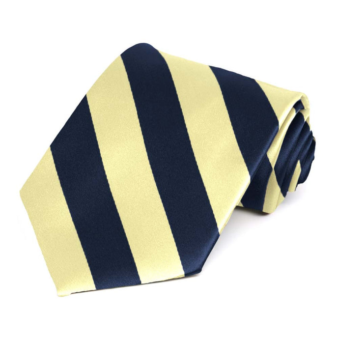 Navy Blue and Light Yellow Striped Tie