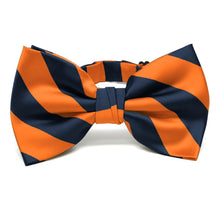 Load image into Gallery viewer, Navy Blue and Orange Striped Bow Tie