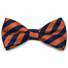 Load image into Gallery viewer, Navy Blue and Orange Formal Striped Bow Tie
