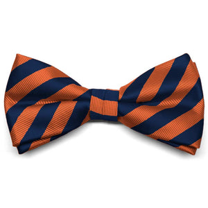 Navy Blue and Orange Formal Striped Bow Tie