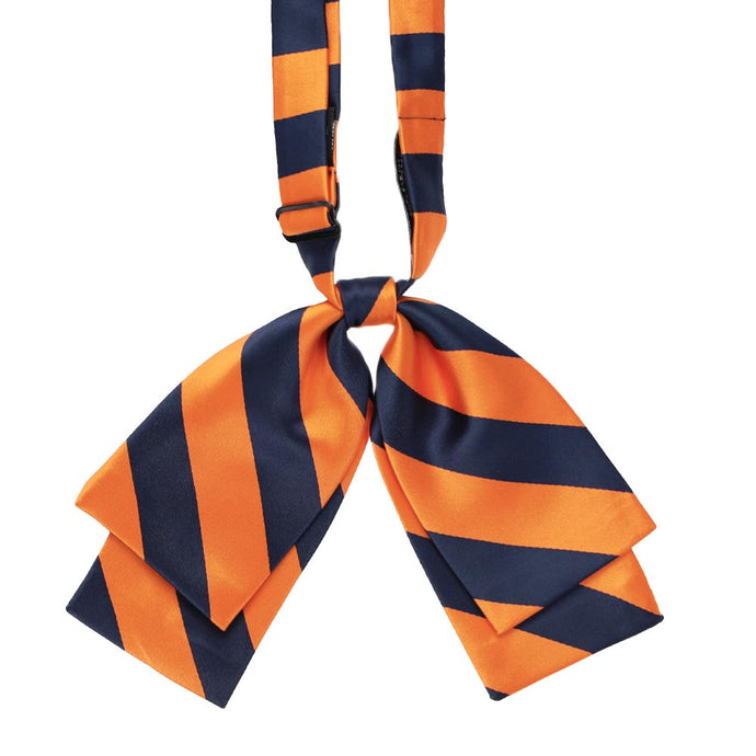 Navy Blue and Orange Striped Floppy Bow Tie
