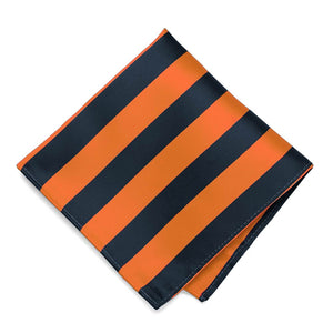 Navy Blue and Orange Striped Pocket Square