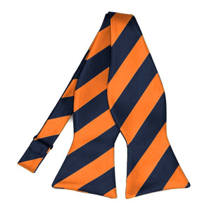 Navy Blue and Orange Striped Self-Tie Bow Tie