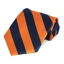 Load image into Gallery viewer, Navy Blue and Orange Striped Tie