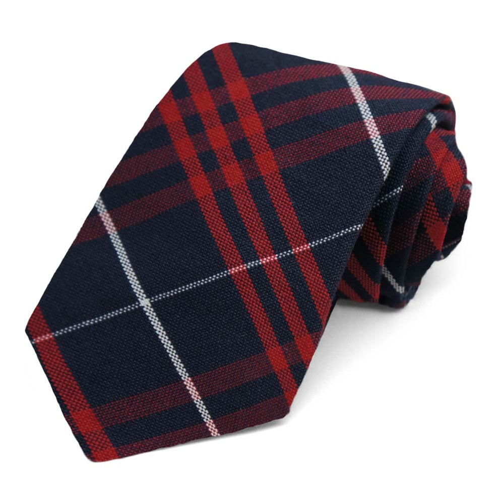 Red and navy blue plaid tie