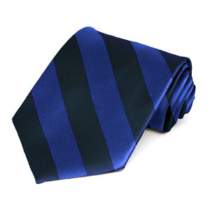 Navy Blue and Royal Blue Striped Tie