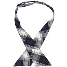 Load image into Gallery viewer, Navy and white plaid crossover tie