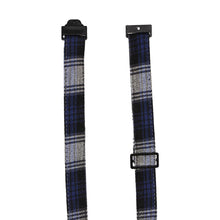 Load image into Gallery viewer, The neck band on a navy blue and white plaid breakaway tie