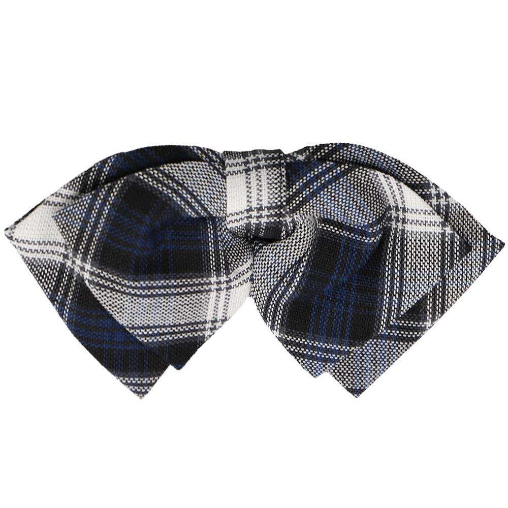 Navy blue and white plaid floppy bow tie