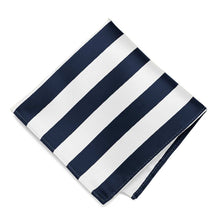 Load image into Gallery viewer, Navy Blue and White Striped Pocket Square